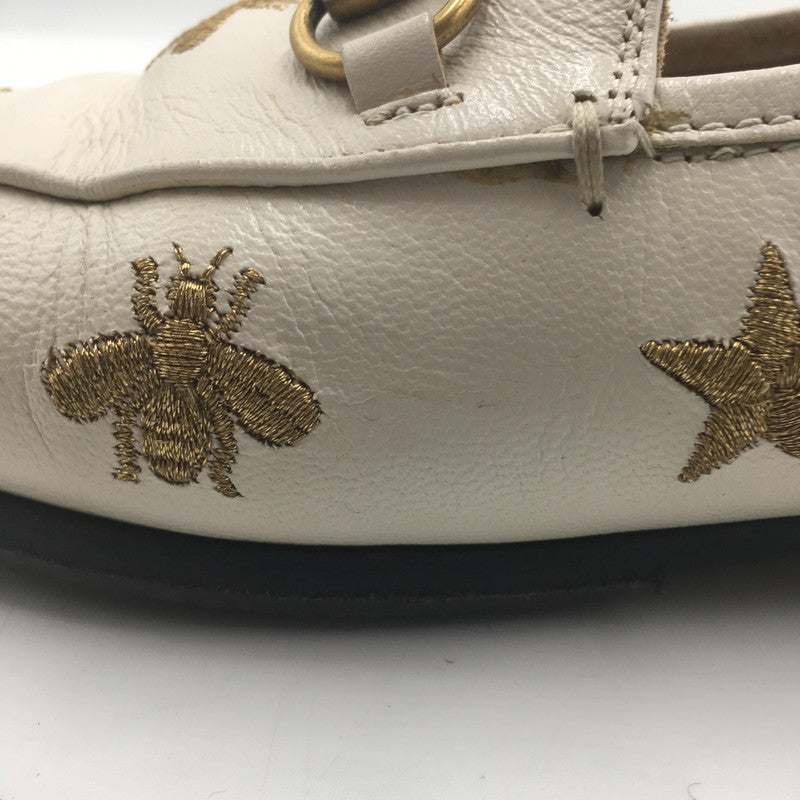 【中古品】【レディース】 GUCCI グッチ ヨルダーン エンブロイダリー ローファー 505281 靴 刺繍 183-250702-KS-02-tei サイズ：34 1/2 カラー：ホワイト 万代Net店