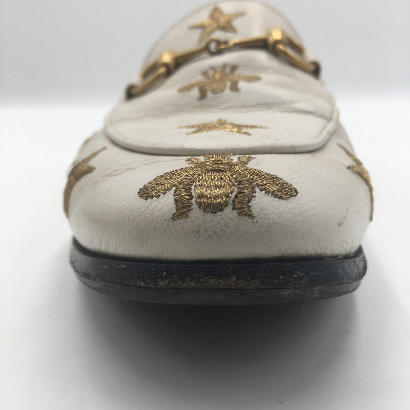 【中古品】【レディース】 GUCCI グッチ ヨルダーン エンブロイダリー ローファー 505281 靴 刺繍 183-250702-KS-02-tei サイズ：34 1/2 カラー：ホワイト 万代Net店