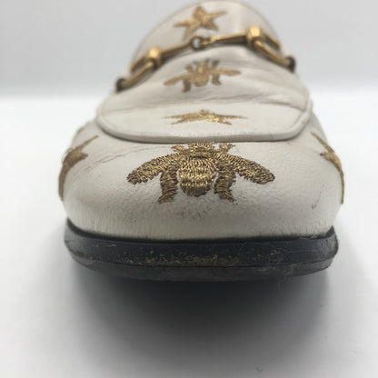 【中古品】【レディース】 GUCCI グッチ ヨルダーン エンブロイダリー ローファー 505281 靴 刺繍 183-250702-KS-02-tei サイズ：34 1/2 カラー：ホワイト 万代Net店