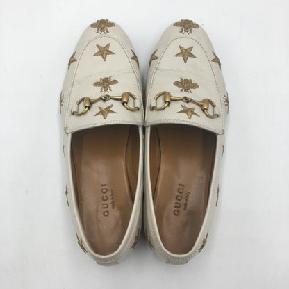 【中古品】【レディース】 GUCCI グッチ ヨルダーン エンブロイダリー ローファー 505281 靴 刺繍 183-250702-KS-02-tei サイズ：34 1/2 カラー：ホワイト 万代Net店