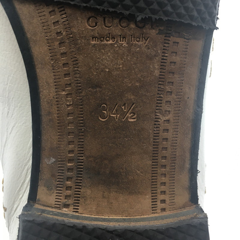 【中古品】【レディース】 GUCCI グッチ ヨルダーン エンブロイダリー ローファー 505281 靴 刺繍 183-250702-KS-02-tei サイズ：34 1/2 カラー：ホワイト 万代Net店
