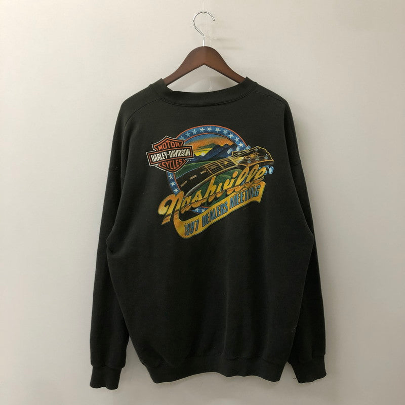 【中古品】【メンズ】 HARLEY DAVIDSON ハーレーダビッドソン 90's NASHVILLE L/S SWEAT 41734600 ナッシュビル ロングスリーブ スウェット 長袖 トップス USA製 トレーナー 145-250704-KS-14-fuz サイズ：XL カラー：ブラック 万代Net店