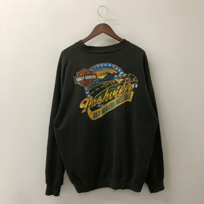 【中古品】【メンズ】 HARLEY DAVIDSON ハーレーダビッドソン 90's NASHVILLE L/S SWEAT 41734600 ナッシュビル ロングスリーブ スウェット 長袖 トップス USA製 トレーナー 145-250704-KS-14-fuz サイズ：XL カラー：ブラック 万代Net店