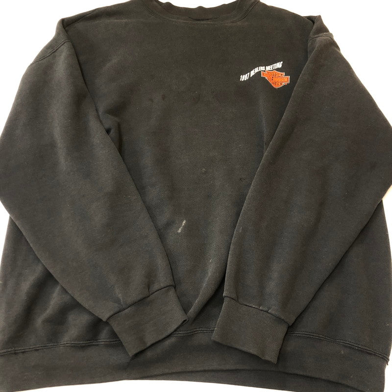 【中古品】【メンズ】 HARLEY DAVIDSON ハーレーダビッドソン 90's NASHVILLE L/S SWEAT 41734600 ナッシュビル ロングスリーブ スウェット 長袖 トップス USA製 トレーナー 145-250704-KS-14-fuz サイズ：XL カラー：ブラック 万代Net店