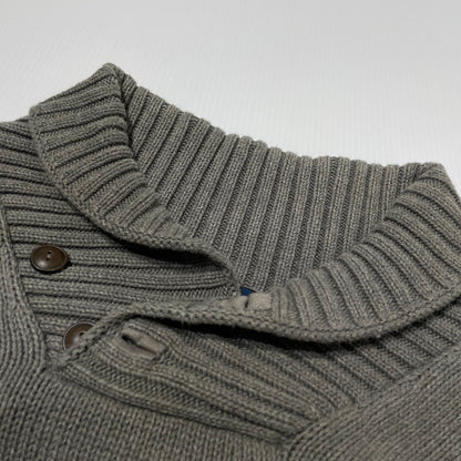【中古品】【メンズ】 POLO RALPH LAUREN ポロ ラルフ ローレン 90's SHAWL COLLAR KNIT 90年代 ショール カラー ニット 長袖 トップス 147-260805-sa-12-tei サイズ：L カラー：グレー 万代Net店