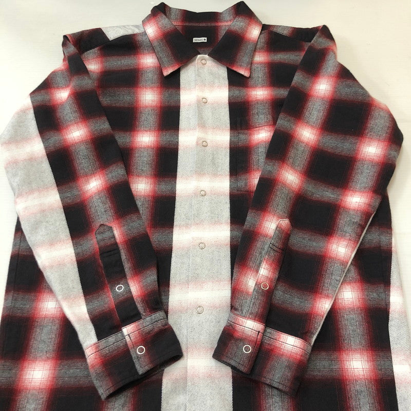 【中古品】【メンズ】 SEQUEL シークエル 23AW LINE NEL CHECK SHIRT ライン ネル チェック シャツ 長袖 トップス 142-250709-yo-11-fuzh サイズ：S カラー：レッド 万代Net店