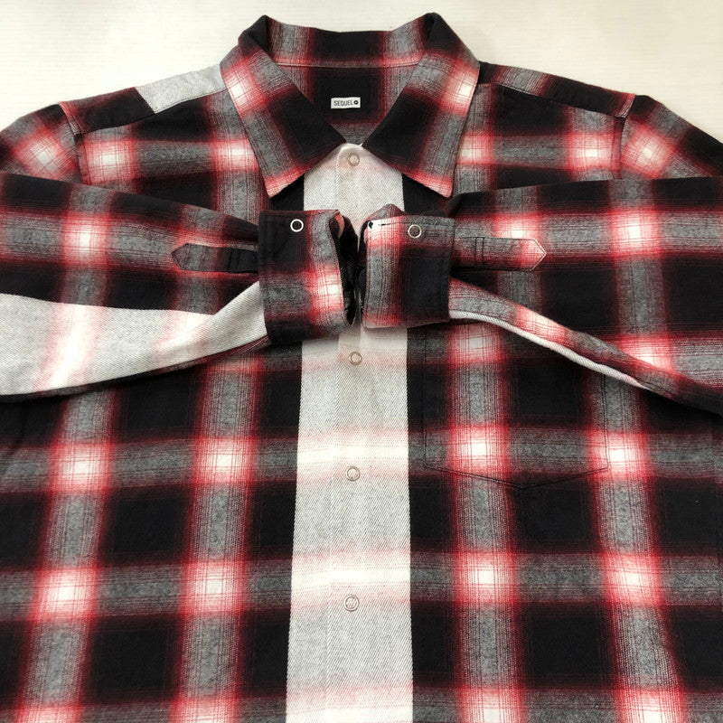 【中古品】【メンズ】 SEQUEL シークエル 23AW LINE NEL CHECK SHIRT ライン ネル チェック シャツ 長袖 トップス 142-250709-yo-11-fuzh サイズ：S カラー：レッド 万代Net店