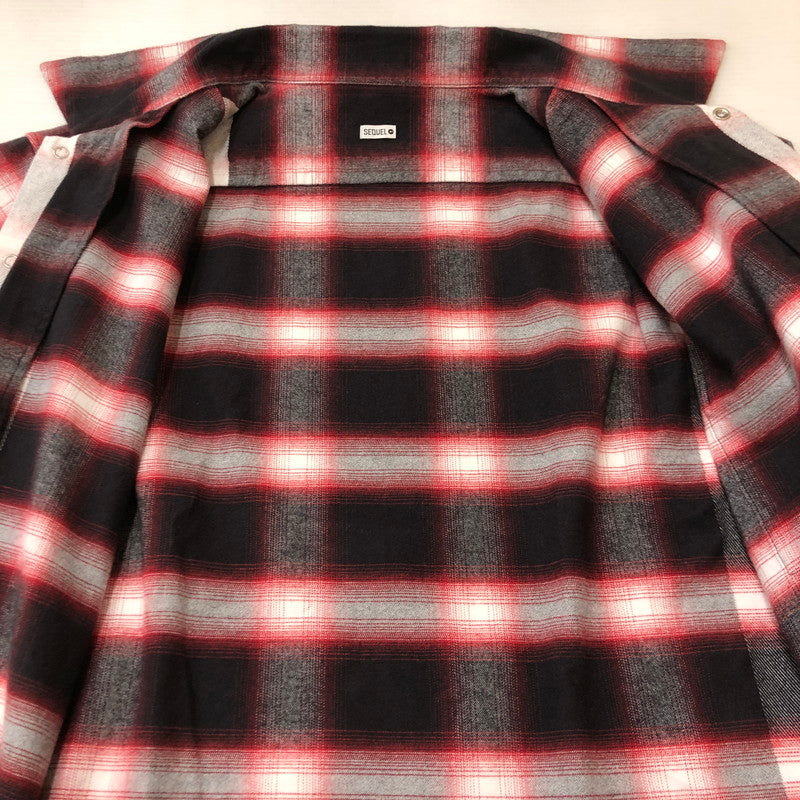 【中古品】【メンズ】 SEQUEL シークエル 23AW LINE NEL CHECK SHIRT ライン ネル チェック シャツ 長袖 トップス 142-250709-yo-11-fuzh サイズ：S カラー：レッド 万代Net店