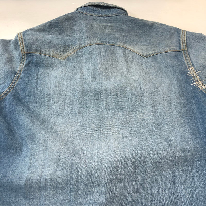 【中古品】【メンズ】 GOD SELECTION XXX ゴッドセレクション トリプルエックス L/S DAMAGE DENIM WESTERN SHIRT GX-A20-SH-03 ロングスリーブ ダメージ デニム ウエスタン シャツ 長袖 トップス 142-250709-yo-16-fuz サイズ：S カラー：ライトインディゴ 万代Net店