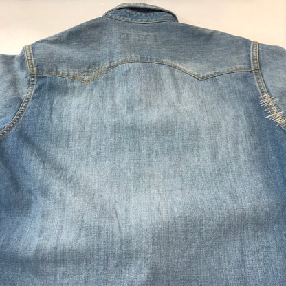 【中古品】【メンズ】 GOD SELECTION XXX ゴッドセレクション トリプルエックス L/S DAMAGE DENIM WESTERN SHIRT GX-A20-SH-03 ロングスリーブ ダメージ デニム ウエスタン シャツ 長袖 トップス 142-250709-yo-16-fuz サイズ：S カラー：ライトインディゴ 万代Net店