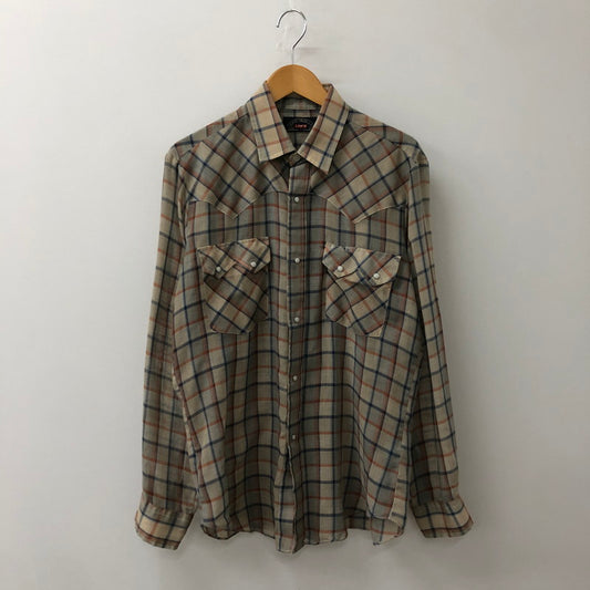 【中古品】【メンズ】 Levi's リーバイス 70's BIG E CHECK WESTERN SHIRT VINTAGE 70年代 ビッグE チェック ウエスタン シャツ 長袖 トップス ヴィンテージ 145-250715-yo-07-tei サイズ：L カラー：グレー 万代Net店