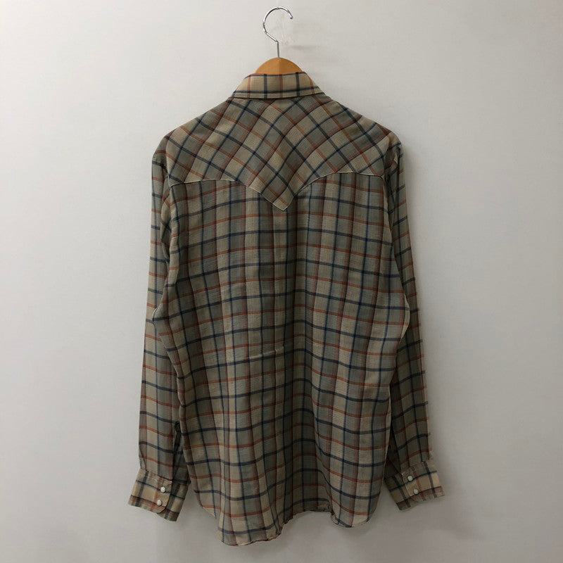 【中古品】【メンズ】 Levi's リーバイス 70's BIG E CHECK WESTERN SHIRT VINTAGE 70年代 ビッグE チェック ウエスタン シャツ 長袖 トップス ヴィンテージ 145-250715-yo-07-tei サイズ：L カラー：グレー 万代Net店