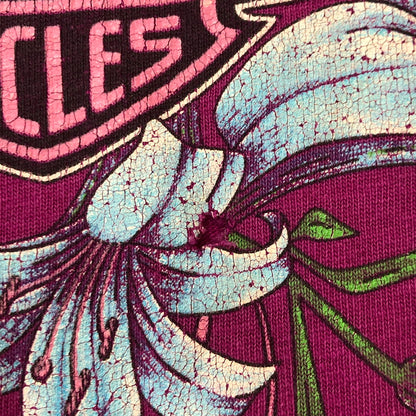 【現状渡し品】【メンズ】 HARLEY DAVIDSON ハーレーダビッドソン 80's HIBISCUS TEE VINTAGE 80年代 ハイビスカス Tシャツ 半袖 トップス ヴィンテージ HANESボディ 145-250715-yo-28-tei サイズ：L カラー：パープル 万代Net店