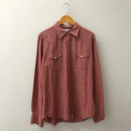 【中古品】【メンズ】 A BATHING APE アベイシングエイプ BACK LOGO WESTERN SHIRT バック ロゴ ウエスタン シャツ 長袖 トップス 142-250721-yo-07-tei サイズ：L カラー：レッド 万代Net店
