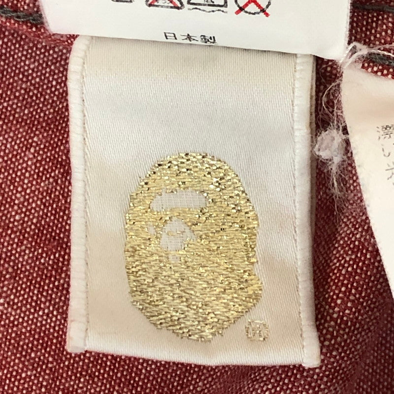 【中古品】【メンズ】 A BATHING APE アベイシングエイプ BACK LOGO WESTERN SHIRT バック ロゴ ウエスタン シャツ 長袖 トップス 142-250721-yo-07-tei サイズ：L カラー：レッド 万代Net店