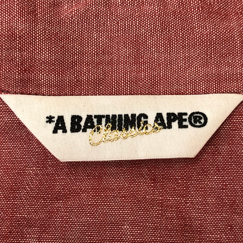【中古品】【メンズ】 A BATHING APE アベイシングエイプ BACK LOGO WESTERN SHIRT バック ロゴ ウエスタン シャツ 長袖 トップス 142-250721-yo-07-tei サイズ：L カラー：レッド 万代Net店