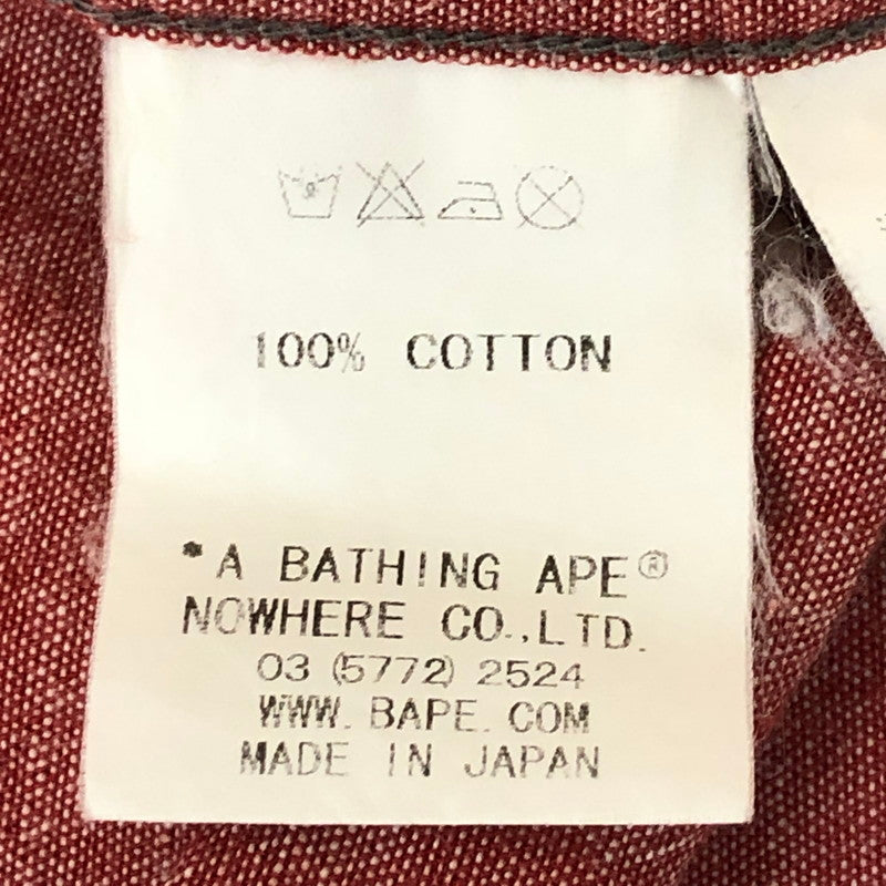 【中古品】【メンズ】 A BATHING APE アベイシングエイプ BACK LOGO WESTERN SHIRT バック ロゴ ウエスタン シャツ 長袖 トップス 142-250721-yo-07-tei サイズ：L カラー：レッド 万代Net店
