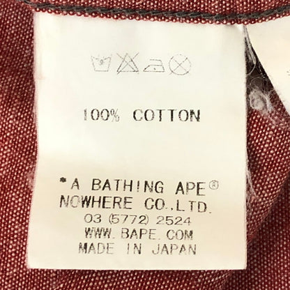 【中古品】【メンズ】 A BATHING APE アベイシングエイプ BACK LOGO WESTERN SHIRT バック ロゴ ウエスタン シャツ 長袖 トップス 142-250721-yo-07-tei サイズ：L カラー：レッド 万代Net店