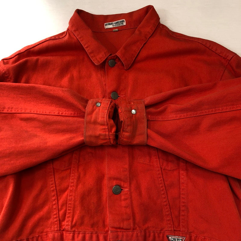 【中古品】【メンズ】 GEORGES MARCIANO FOR GUESS ジョージス マルシアーノ フォア ゲス 90’s DENIM JACKET 40849 90年代 デニム ジャケット ライトアウター 145-250721-yo-19-tei サイズ：L カラー：オレンジ 万代Net店