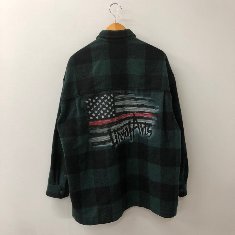 【中古品】【メンズ】 LIBERAL ARTS リベラルアーツ WOOL CHECK L/S SHIRT LA-SH-03 ウール チェック ロングスリーブ シャツ 長袖 トップス 140-250721-yo-01-tei サイズ：F カラー：グリーン 万代Net店