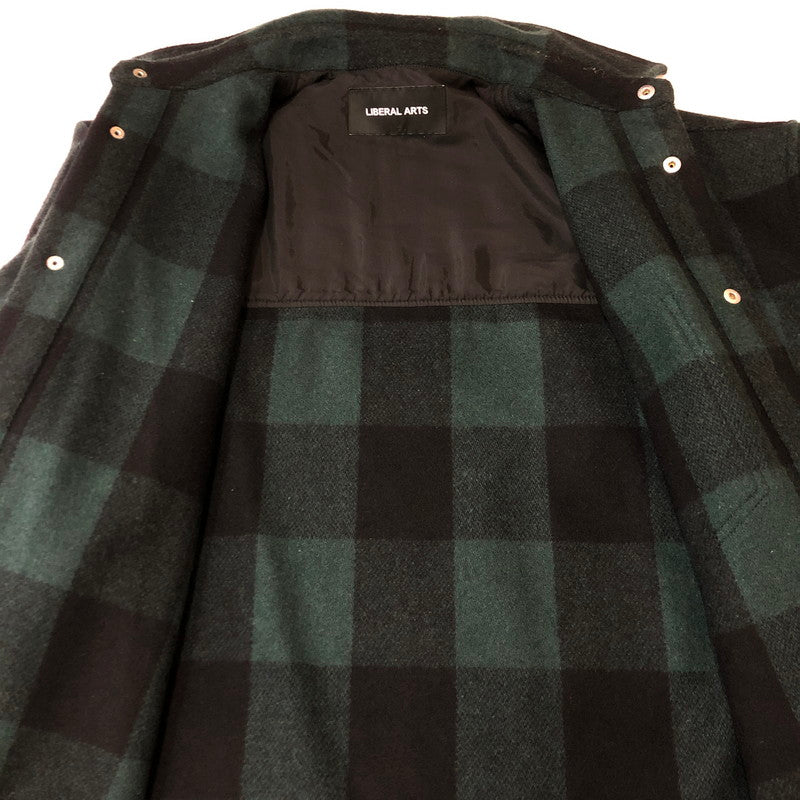【中古品】【メンズ】 LIBERAL ARTS リベラルアーツ WOOL CHECK L/S SHIRT LA-SH-03 ウール チェック ロングスリーブ シャツ 長袖 トップス 140-250721-yo-01-tei サイズ：F カラー：グリーン 万代Net店