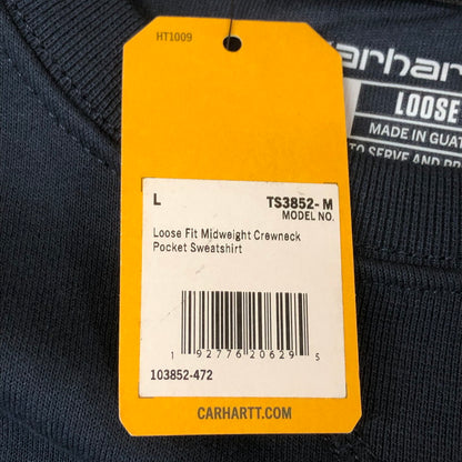 【中古美品】【メンズ】 Carhartt カーハート LOOSE FIT MID WEIGHT CREWNECK TS3852-M ルーズフィット ミッドウエイト クルーネック トップス トレーナー スウェット 145-251126-ks-23-tei サイズ：L カラー：ネイビー 万代Net店