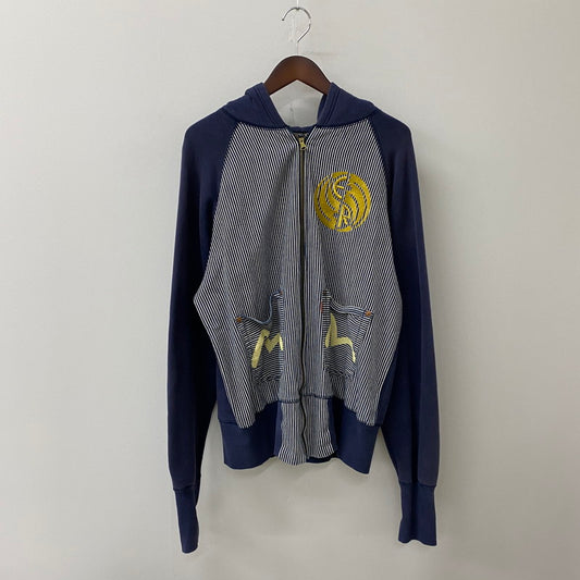 【中古品】【メンズ】 EVISU エヴィス × RING 別注 コラボ HICKORY FULL ZIP HOODIE ヒッコリー フルジップ フーディー トップス パーカー 145-250723-KS-17-tei カラー：ネイビー 万代Net店