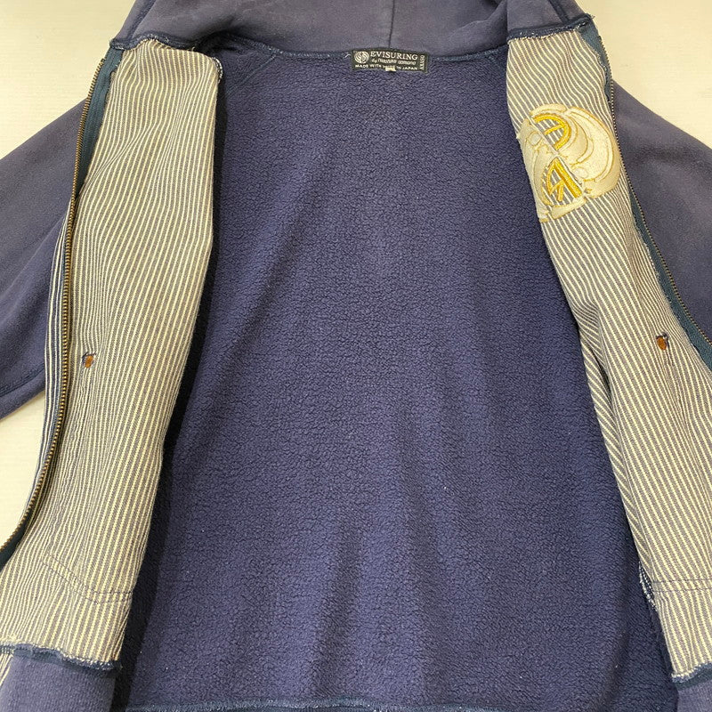 【中古品】【メンズ】 EVISU エヴィス × RING 別注 コラボ HICKORY FULL ZIP HOODIE ヒッコリー フルジップ フーディー トップス パーカー 145-250723-KS-17-tei カラー：ネイビー 万代Net店