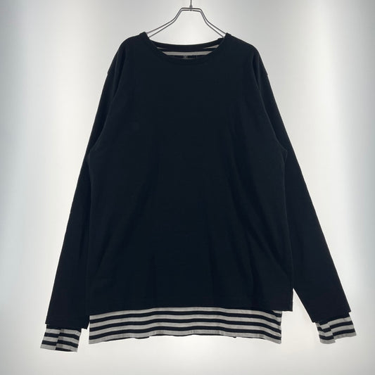 【中古品】【メンズ】 UNIFOAM EXEPERIMENT ユニフォーム エクスペリメント L/S BORDER LAYERED TEE UE-180067 ロングスリーブ ボーダー レイヤード Tシャツ 長袖 トップス 142-260723-sa-04-tei サイズ：2 カラー：ブラック 万代Net店