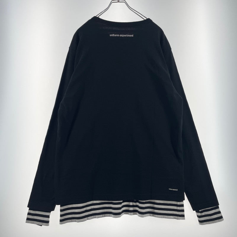 【中古品】【メンズ】 UNIFOAM EXEPERIMENT ユニフォーム エクスペリメント L/S BORDER LAYERED TEE UE-180067 ロングスリーブ ボーダー レイヤード Tシャツ 長袖 トップス 142-260723-sa-04-tei サイズ：2 カラー：ブラック 万代Net店