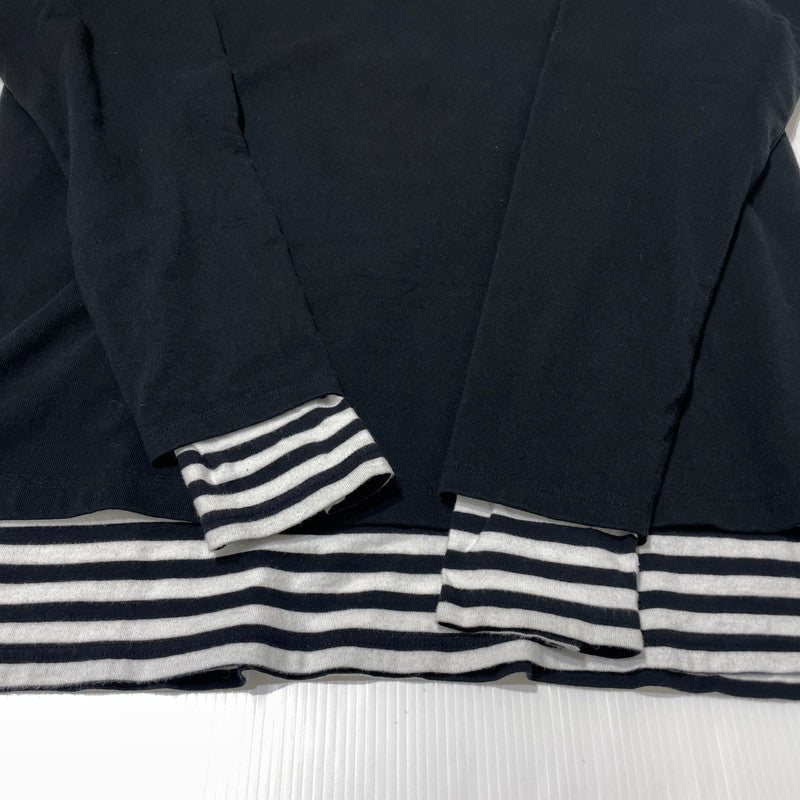 【中古品】【メンズ】 UNIFOAM EXEPERIMENT ユニフォーム エクスペリメント L/S BORDER LAYERED TEE UE-180067 ロングスリーブ ボーダー レイヤード Tシャツ 長袖 トップス 142-260723-sa-04-tei サイズ：2 カラー：ブラック 万代Net店