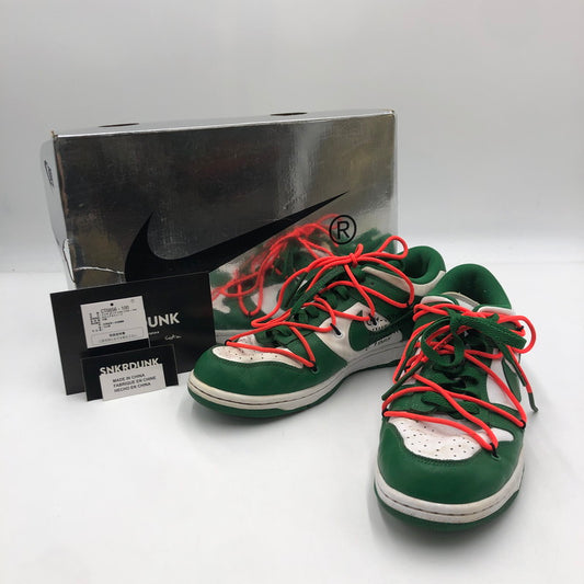 【中古品】【メンズ】 NIKE ナイキ × OFF-WHITE オフホワイト 別注 コラボ 19AW DUNK LOW LTHR CT0856-100 ダンク ロー エルティエイチアール スニーカー 靴 160-250727-KS-02-tei カラー：WHITE/PINE GREEN 万代Net店