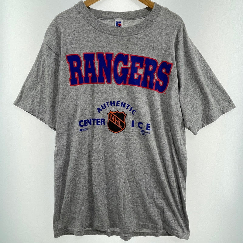 【中古品】【メンズ】 RUSSELL ATHLETIC 80’S USA製 NHLニューヨーク・レンジャーズ Tシャツ ヴィンテージ 古着 145-260818-nm-69-tei サイズ：L カラー：グレー 万代Net店