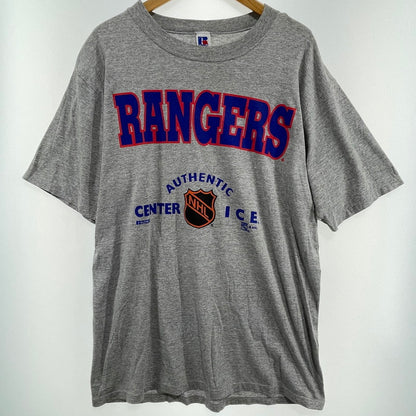 【中古品】【メンズ】 RUSSELL ATHLETIC 80’S USA製 NHLニューヨーク・レンジャーズ Tシャツ ヴィンテージ 古着 145-260818-nm-69-tei サイズ：L カラー：グレー 万代Net店