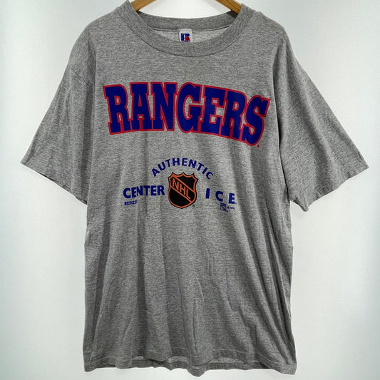【中古品】【メンズ】 RUSSELL ATHLETIC 80’S USA製 NHLニューヨーク・レンジャーズ Tシャツ ヴィンテージ 古着 145-260818-nm-69-tei サイズ：L カラー：グレー 万代Net店