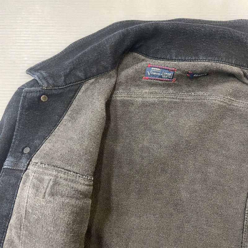【中古品】【メンズ】 DIESEL ディーゼル ELSHAR SWEAT DENIM TRUCKER SHIRT エルシャール スウェット デニム トラッカー シャツ 長袖 トップス 141-250730-ks-09-tei サイズ：S カラー：ブラック 万代Net店