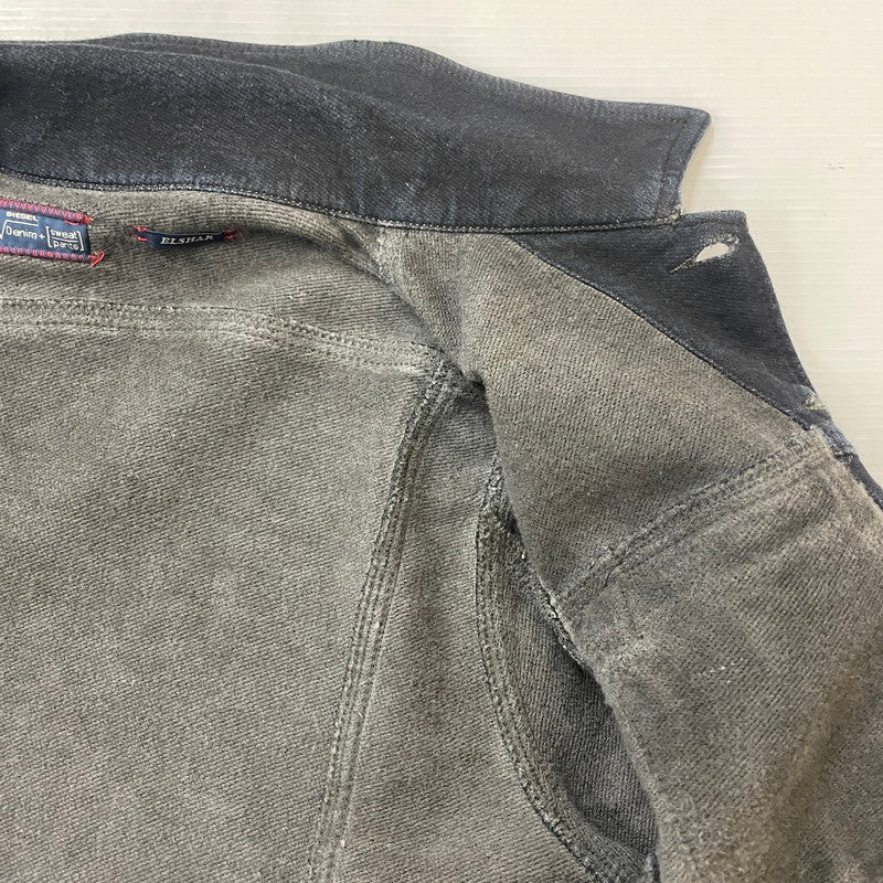 【中古品】【メンズ】 DIESEL ディーゼル ELSHAR SWEAT DENIM TRUCKER SHIRT エルシャール スウェット デニム トラッカー シャツ 長袖 トップス 141-250730-ks-09-tei サイズ：S カラー：ブラック 万代Net店