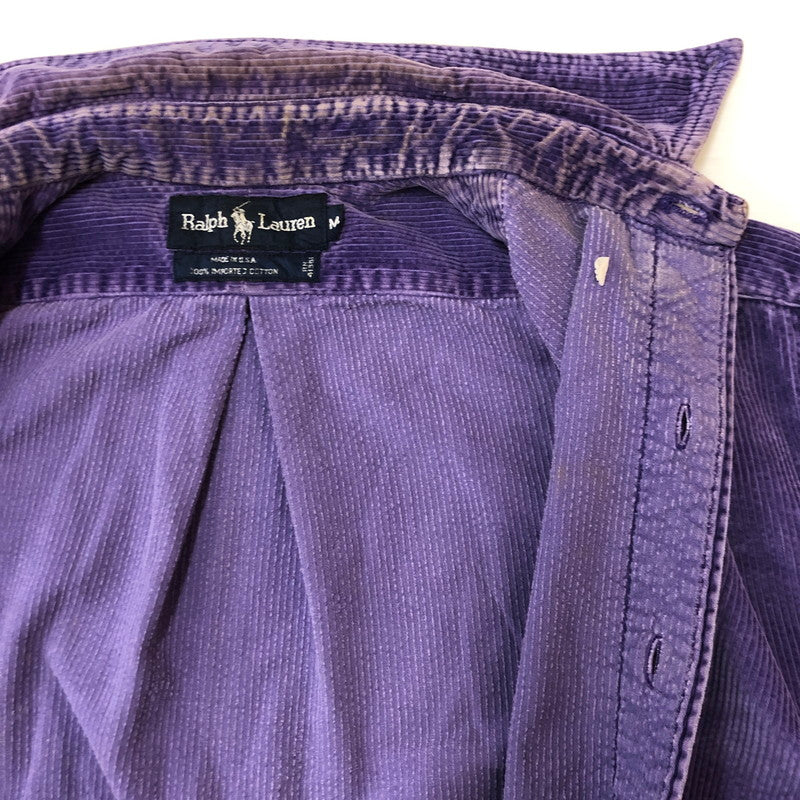 【現状渡し品】【メンズ】 RALPH LAUREN ラルフローレン CORDUROY SHIRT MADE IN USA コーデュロイ シャツ トップス 長袖 USA製 147-250804-ts-01-fuz サイズ：M カラー：パープル 万代Net店