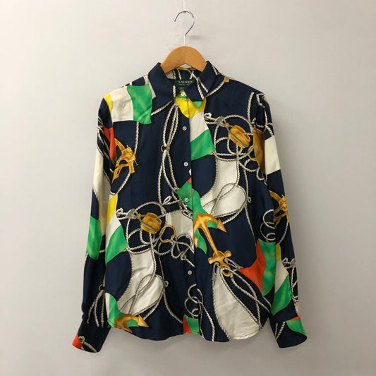 【中古品】【メンズ】 RALPH LAUREN ラルフローレン 80’s GREEN TAG SILK SHIRT VINTAGE 80年代 緑タグ シルクシャツ トップス 長袖 ヴィンテージ 147-250804-ts-02-tei サイズ：8 カラー：総柄 万代Net店