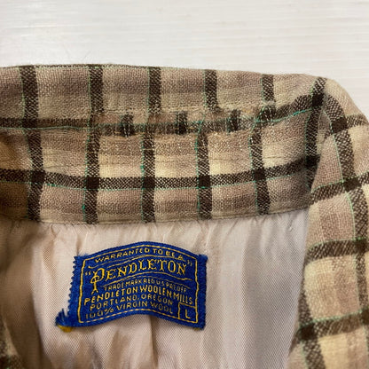 【現状渡し品】【メンズ】 PENDLETON ペンドルトン CHECK L/S OPEN COLLAR WOOL SHIRT チェック ロングスリーブ オープンカラー ウール シャツ 長袖 トップス 145-250730-ks-18-tei サイズ：L カラー：ブラウン 万代Net店