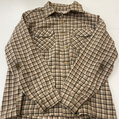 【現状渡し品】【メンズ】 PENDLETON ペンドルトン CHECK L/S OPEN COLLAR WOOL SHIRT チェック ロングスリーブ オープンカラー ウール シャツ 長袖 トップス 145-250730-ks-18-tei サイズ：L カラー：ブラウン 万代Net店