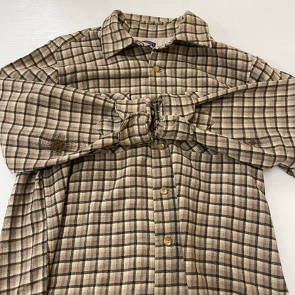 【現状渡し品】【メンズ】 PENDLETON ペンドルトン CHECK L/S OPEN COLLAR WOOL SHIRT チェック ロングスリーブ オープンカラー ウール シャツ 長袖 トップス 145-250730-ks-18-tei サイズ：L カラー：ブラウン 万代Net店