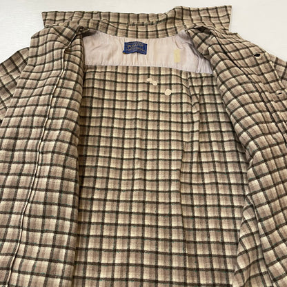 【現状渡し品】【メンズ】 PENDLETON ペンドルトン CHECK L/S OPEN COLLAR WOOL SHIRT チェック ロングスリーブ オープンカラー ウール シャツ 長袖 トップス 145-250730-ks-18-tei サイズ：L カラー：ブラウン 万代Net店