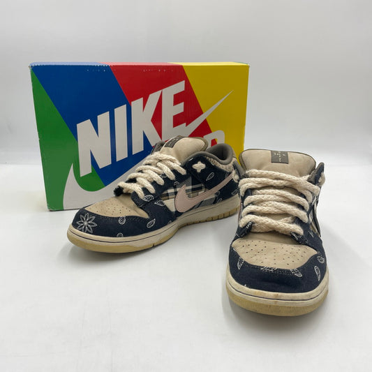 【中古品】【メンズ】 NIKE SB ナイキ スケートボーディング × TRAVIS SCOTT トラヴィス・スコット 別注 コラボ DUNK LOW PRM QS CT5053-001 ダンクロー プレミアム クイックストライク スニーカー 靴 160-250806-kk-04-tei カラー：BLACK/BLACKｰPARACHUTE BEIGE 万代Net店