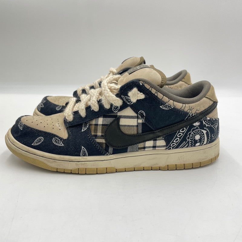 【中古品】【メンズ】 NIKE SB ナイキ スケートボーディング × TRAVIS SCOTT トラヴィス・スコット 別注 コラボ DUNK LOW PRM QS CT5053-001 ダンクロー プレミアム クイックストライク スニーカー 靴 160-250806-kk-04-tei カラー：BLACK/BLACKｰPARACHUTE BEIGE 万代Net店
