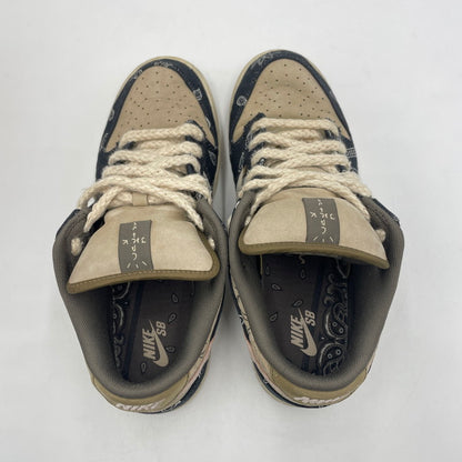 【中古品】【メンズ】 NIKE SB ナイキ スケートボーディング × TRAVIS SCOTT トラヴィス・スコット 別注 コラボ DUNK LOW PRM QS CT5053-001 ダンクロー プレミアム クイックストライク スニーカー 靴 160-250806-kk-04-tei カラー：BLACK/BLACKｰPARACHUTE BEIGE 万代Net店