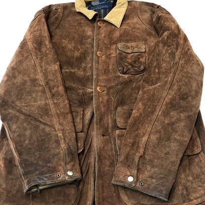 【現状渡し品】【メンズ】 RALPH LAUREN ラルフローレン 90’s SUEDE LEATHER HUNTING JACKET VINTAGE 90年代 スエードレザー ハンティング ジャケット アウター ヴィンテージ 147-250804-KS-19-tei サイズ：L カラー：ブラウン 万代Net店