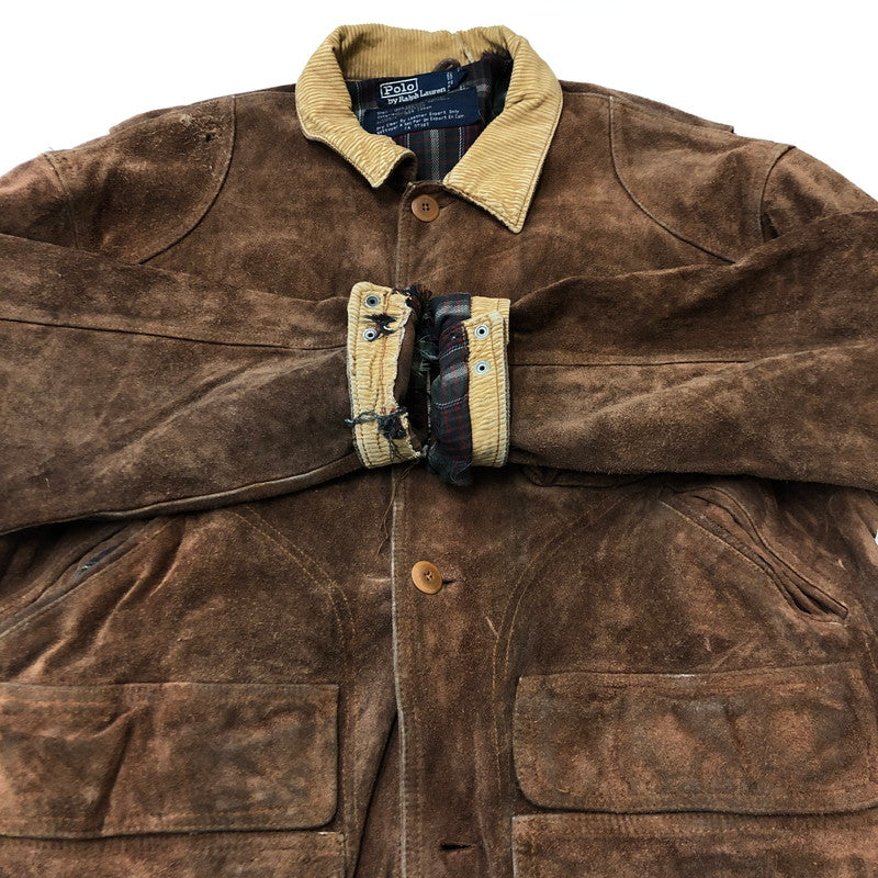 【現状渡し品】【メンズ】 RALPH LAUREN ラルフローレン 90’s SUEDE LEATHER HUNTING JACKET VINTAGE 90年代 スエードレザー ハンティング ジャケット アウター ヴィンテージ 147-250804-KS-19-tei サイズ：L カラー：ブラウン 万代Net店