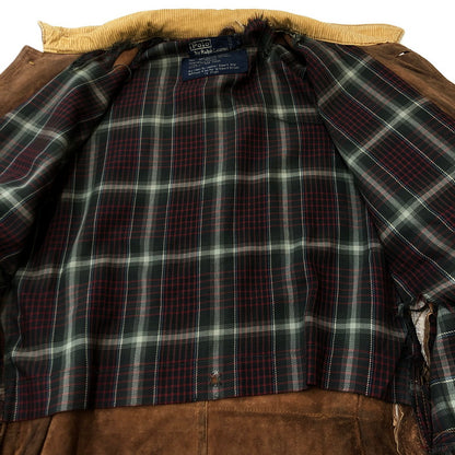 【現状渡し品】【メンズ】 RALPH LAUREN ラルフローレン 90’s SUEDE LEATHER HUNTING JACKET VINTAGE 90年代 スエードレザー ハンティング ジャケット アウター ヴィンテージ 147-250804-KS-19-tei サイズ：L カラー：ブラウン 万代Net店
