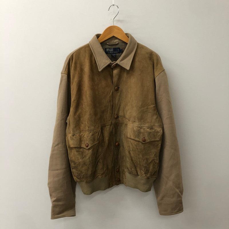【現状渡し品】【メンズ】 POLO RALPH LAUREN ポロ・ラルフローレン 90’s SUEDE LEATHER JACKET VINTAGE 90年代 スエードレザー ジャケット アウター ヴィンテージ 147-250804-ks-20-fuz サイズ：表記無し カラー：ベージュ 万代Net店